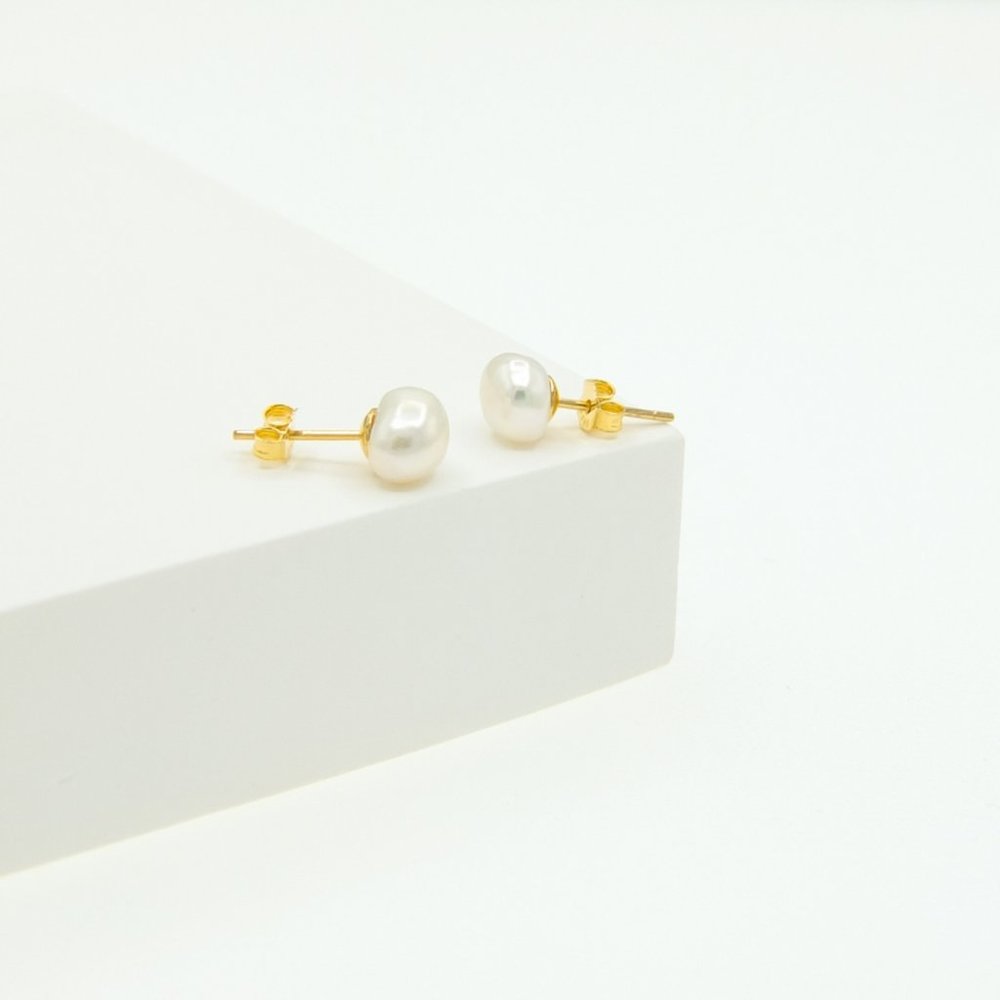 Kiera Freshwater Baroque Pearl Studs 18K Gold S925